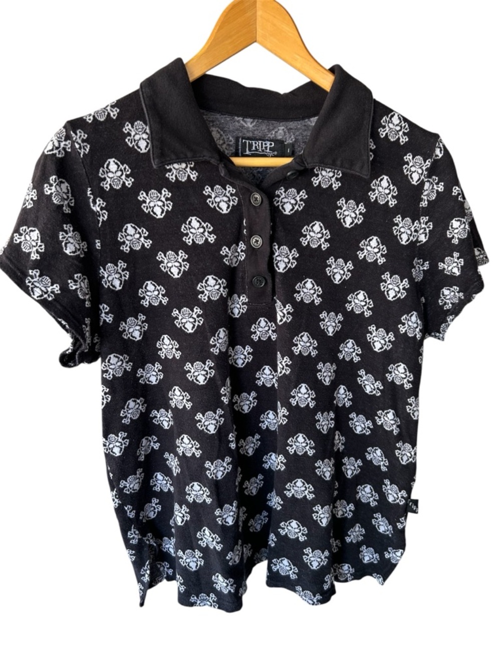 Tripp NYC Skull Polo Shirt 1X Plus Size Daang Goodman Dark Street GothPunk
